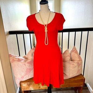 Donna ricco red stretch short sleeve dress sundress work dress